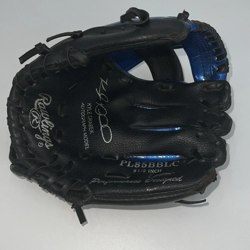 Rawlings Left Handed‎ Baseball Glove Youth 8.5 Inch PL85BBLC Metallic Blue/black